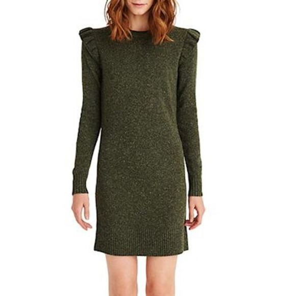 Club Monaco Sweater Dress Ruffle Wool Silk Blend Extra - Picture 2 of 12